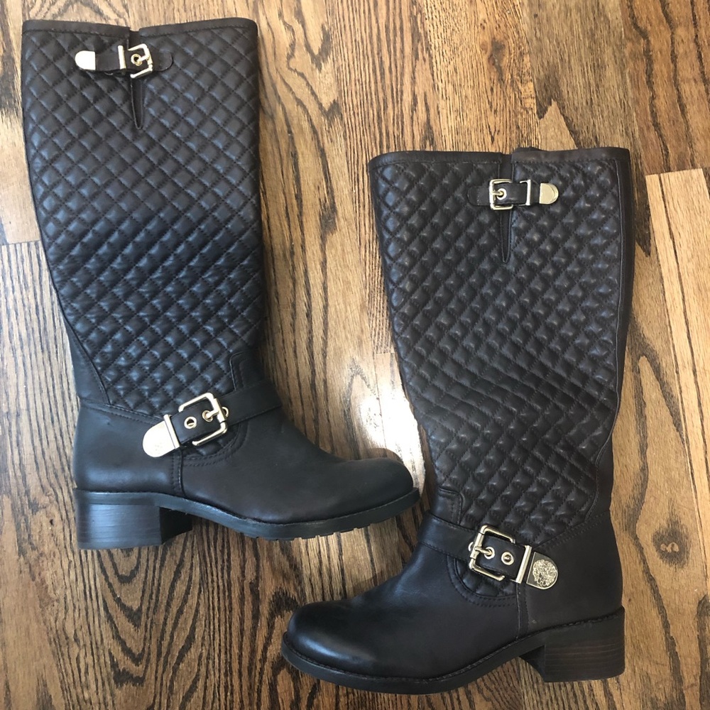 Vince Camuto Leather Quilter Riding Boots